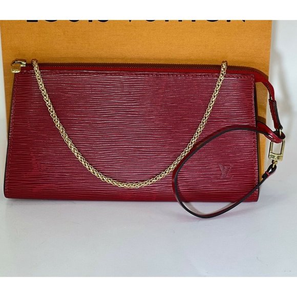 Louis Vuitton Handbag Epi 24 Pochette Accessories Red Leather Crossbody Bag - Picture 1 of 12